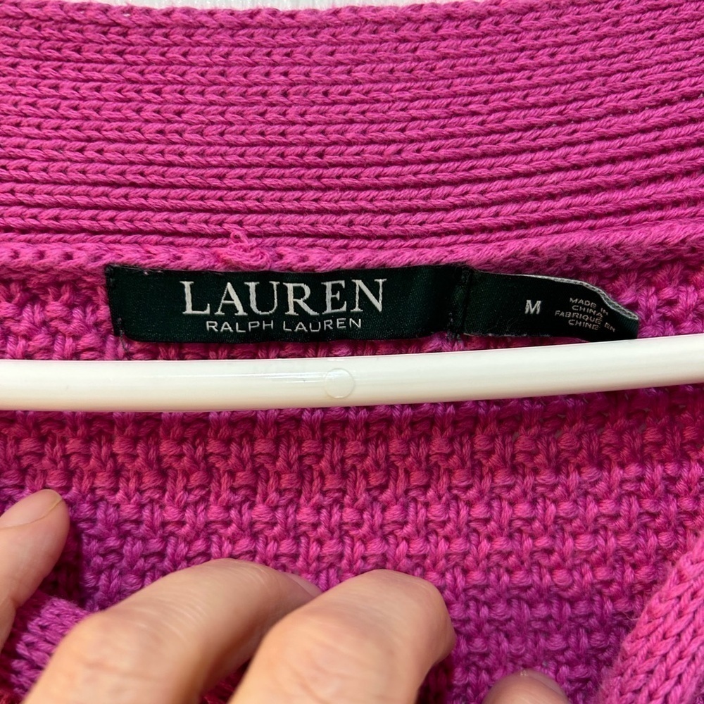 Lauren Ralph Lauren Pink Knotted Knit Sweater Size M Boat Neck Preppy Mature - Picture 3 of 8